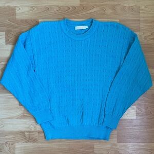 Brooks Brothers Turquoise Cable Knit 100% Cotton Sweater